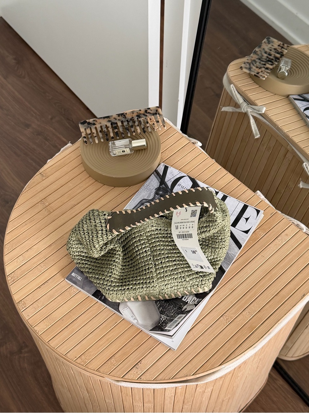 Zara Olive Green Woven Mini Bag